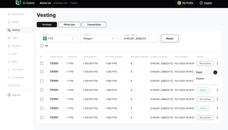 E-Gates — ChainGates Staking and Vesting