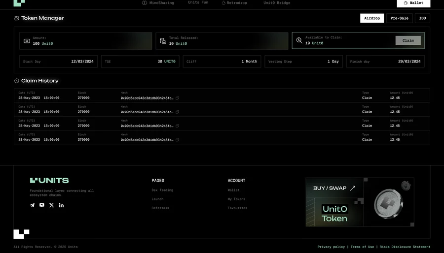 Units Network — UNIT0 token & staking